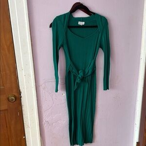 Chic Asymmetrical Green Knit Dress